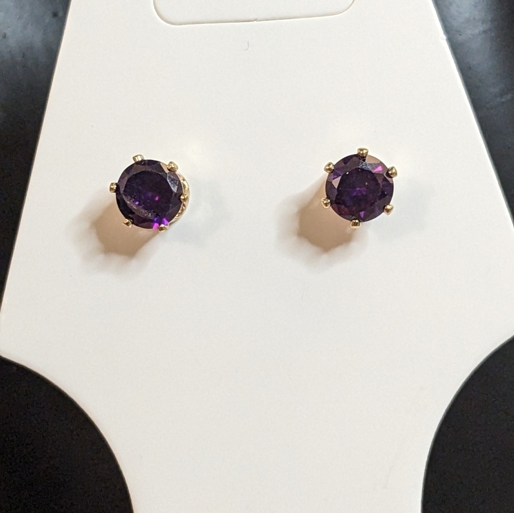 Swarovski Crystal Elements Gold Overlay Purple‎ Earrings